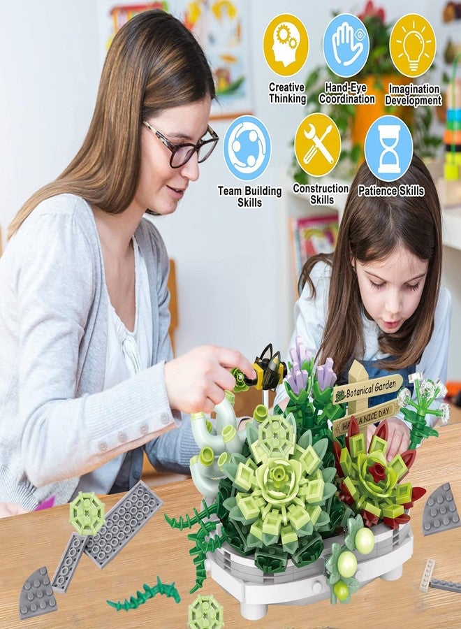 YONGJULE Succulent Building Toys for Adults, Bonsai Botanical Collection Toy Building Sets, Plants and Flowers DIY Home Decoration, Gift for Valentines Day Women Kids (Not Compatible with Lego) - Image 4